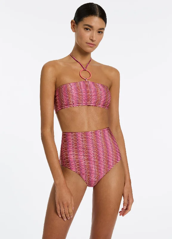 Alessia Geo High Waist Bikini Bottom - Peony