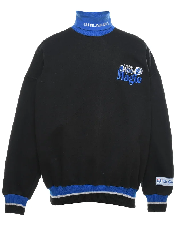 Black & Blue Magic Design Turtleneck Printed Sweatshirt - XL