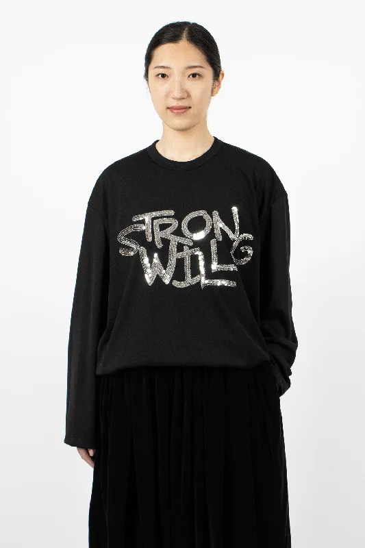 'STRONG WILL' LS T-Shirt Black/Silver