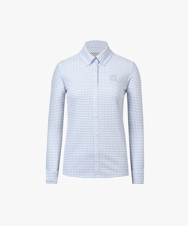 [Final Sale] FAIRLIAR Waffle Button Down T-shirt (Ceramic Blue)