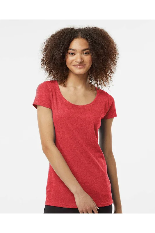 Tultex Womens Poly-Rich Short Sleeve Scoop Neck T-Shirt - Heather Red