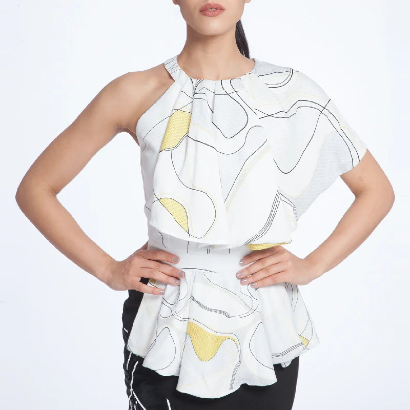 White &Yellow Peplum Top