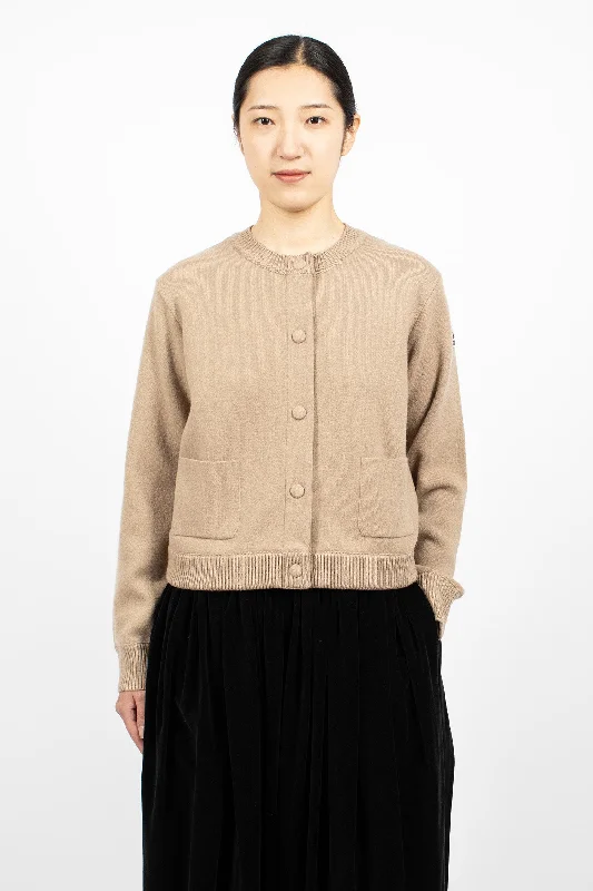 Padded Wool Cardigan Beige