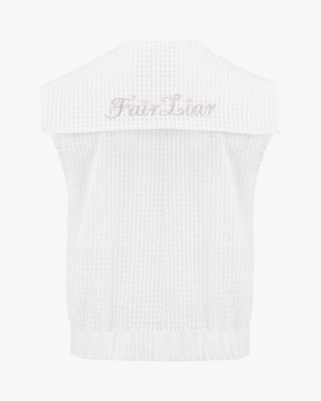 Sailor Collar Mesh Vest - White