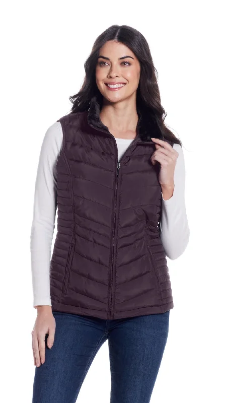 QUILTED PUFFER VEST WITH PLUSH LINING