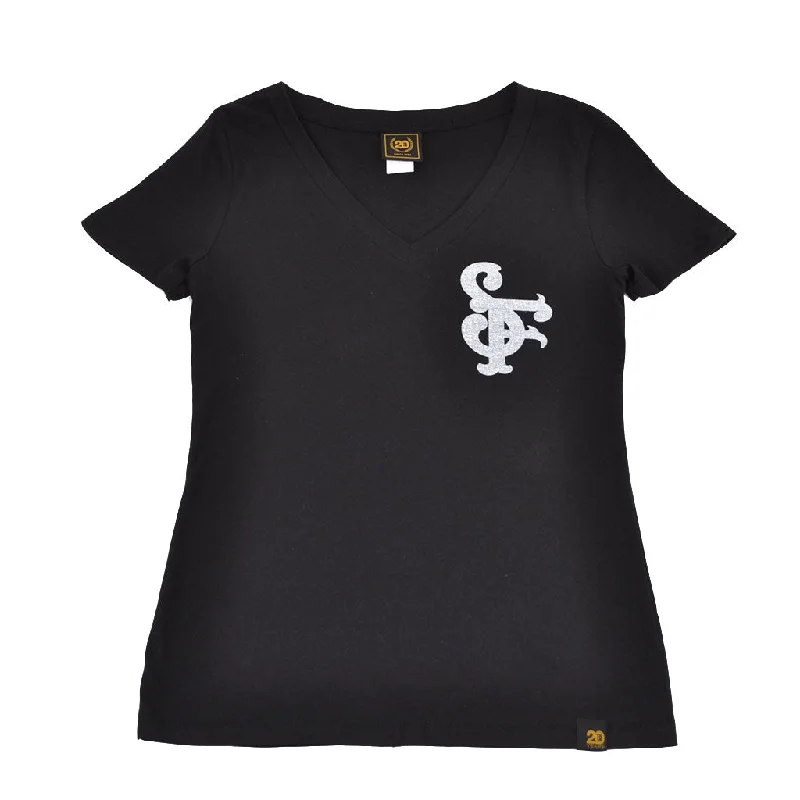 True Womens NSF V-Neck T-Shirt Black.