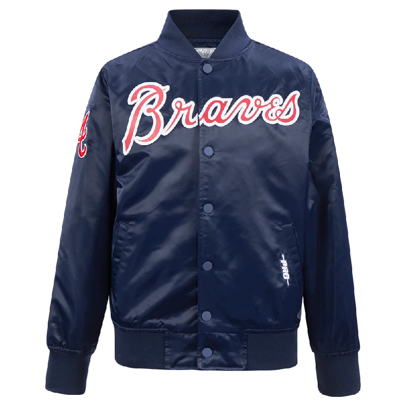 ATLANTA BRAVES CLASSIC BIG BOYS SATIN JACKET (MIDNIGHT NAVY)