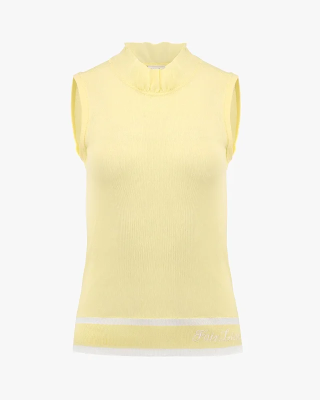 Tulip Collar Sleeveless Knit - Yellow