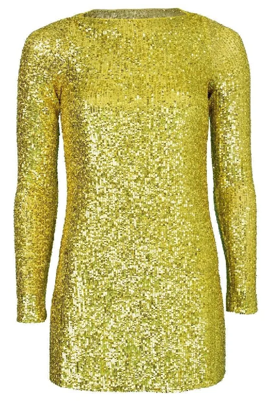 Lime Bateau Neck Sequin Knit Top