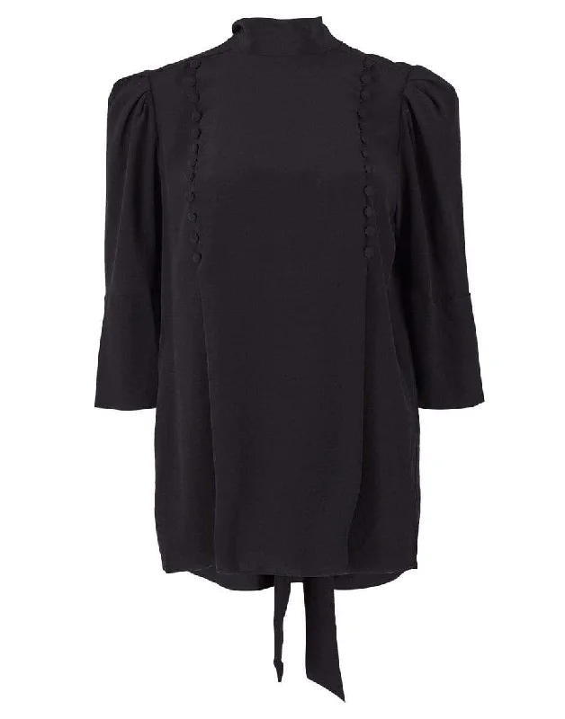 Crepe de Chine 3/4 Sleeve Buttoned Blouse