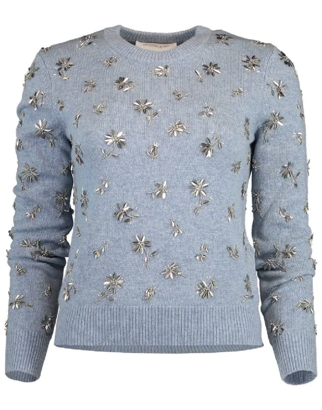 Cashmere Floral Embellished Pullover