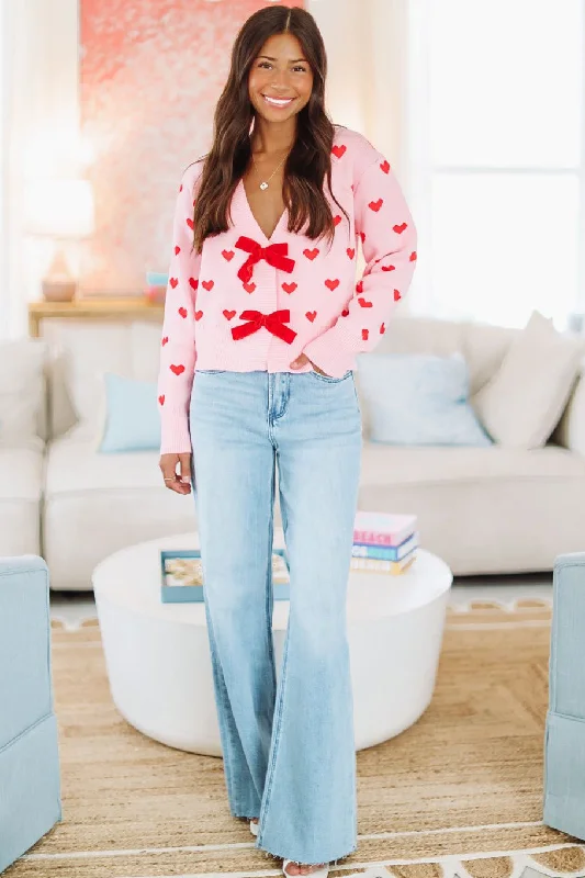 Loving Muse Bow Sweater - Pink and Red