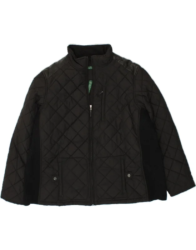 RALPH LAUREN Womens Quilted Jacket UK 22 3XL Black Polyester