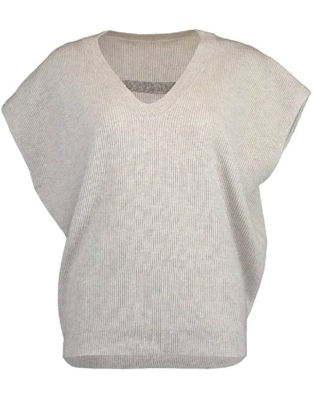 Fog Short Sleeve Monili Neck Cashmere Knit