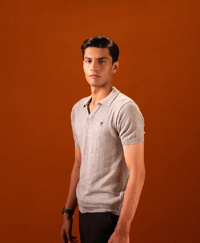 Lt Grey Knitted POLO