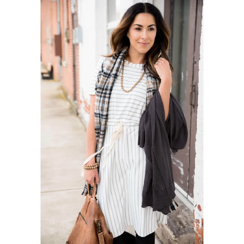 Grey Striped Dress