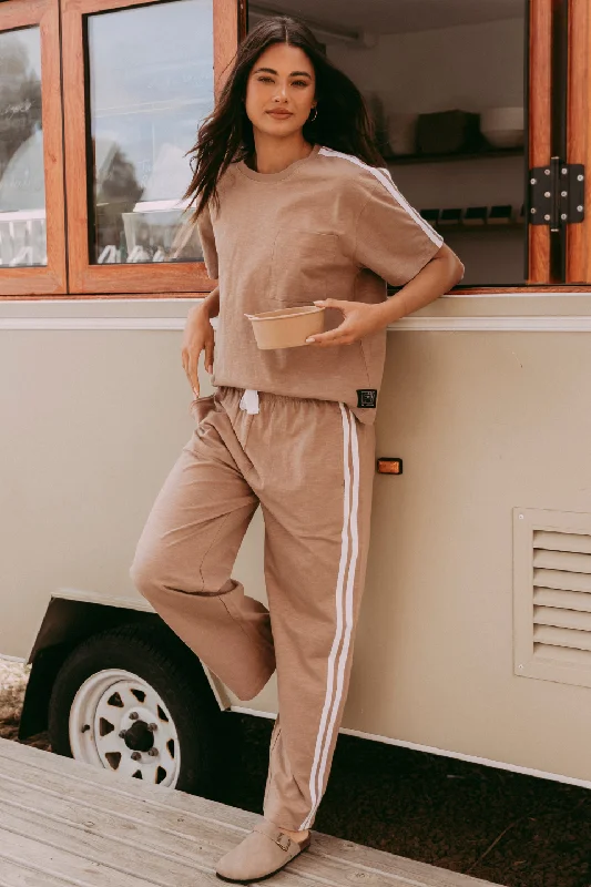 Power Mocha Leisure Double Stripe Pant