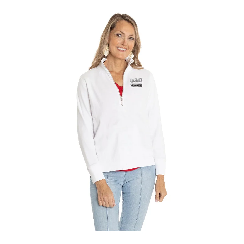 Ladies Ohio State Buckeyes Quinn White 1/4 Zip Sweatshirt