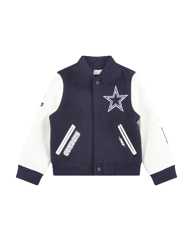 NFL DALLAS COWBOYS CLASSIC LITTLE BOYS WOOL VARSITY JACKET (MIDNIGHT NAVY/WHITE)