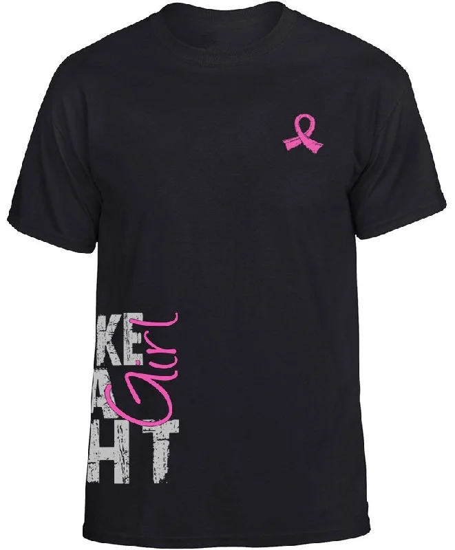 Fight Like a Girl Side Wrap Unisex T-Shirt - Black w/ Pink