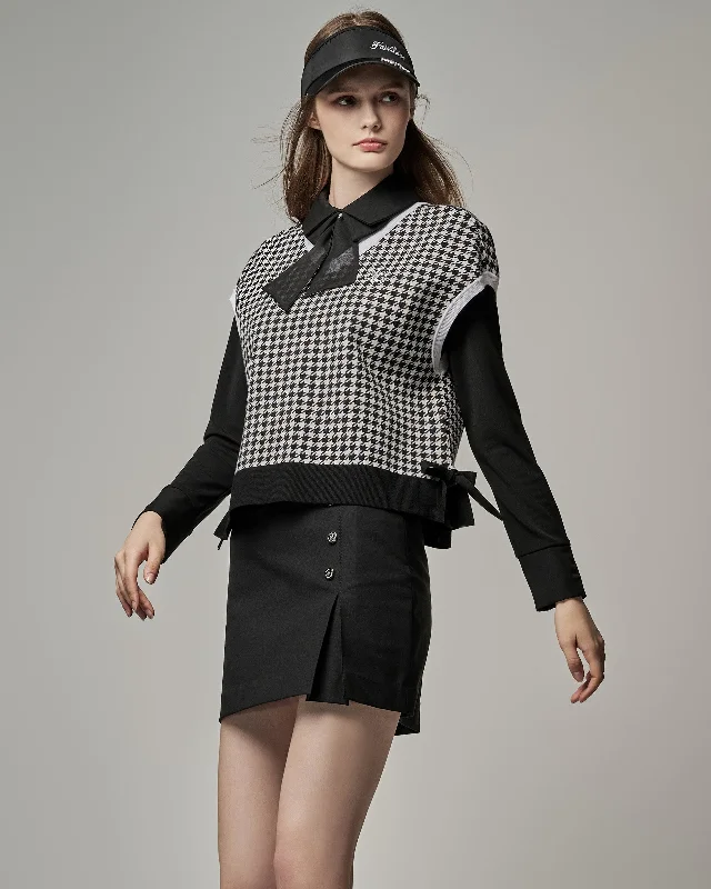 Houndstooth Jacquard Vest - Black