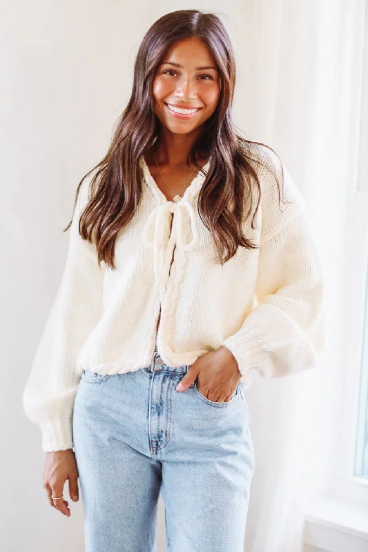 Effortless Bow Cardigan - Cream