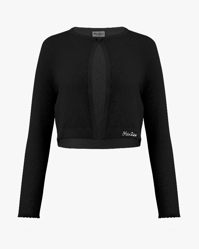 See-through crop cardigan - Black