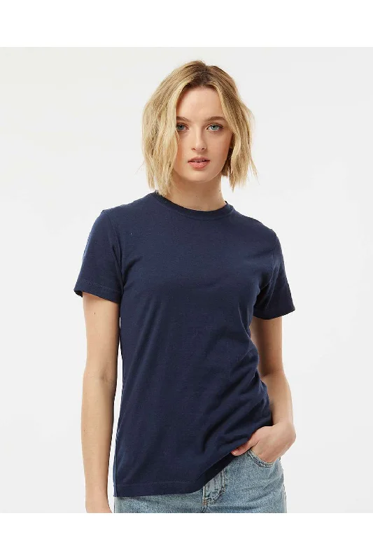 Tultex Womens Fine Jersey Classic Fit Short Sleeve Crewneck T-Shirt - Navy Blue