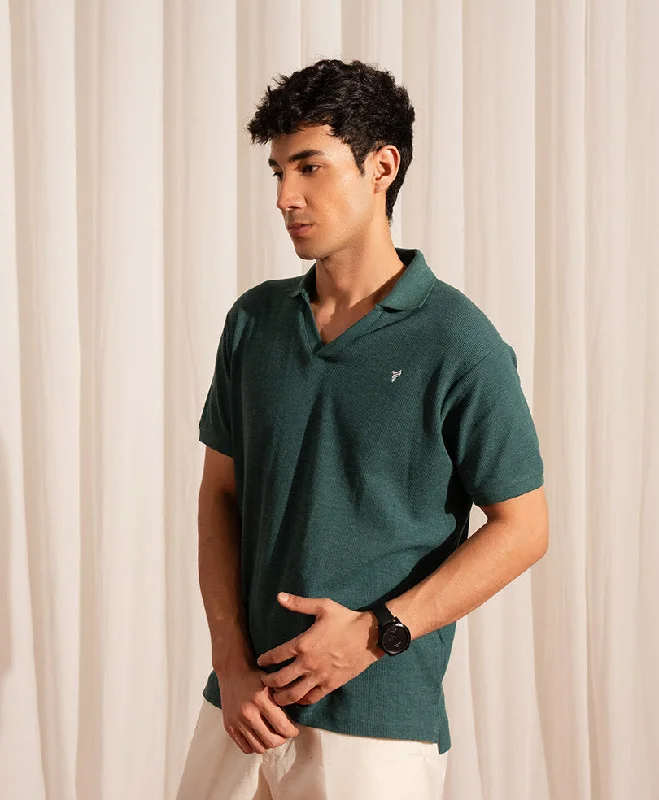 Green Waffle Knit POLO