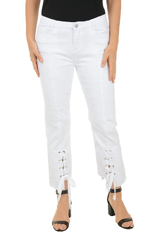 Lace-Up Denim Crop Pant