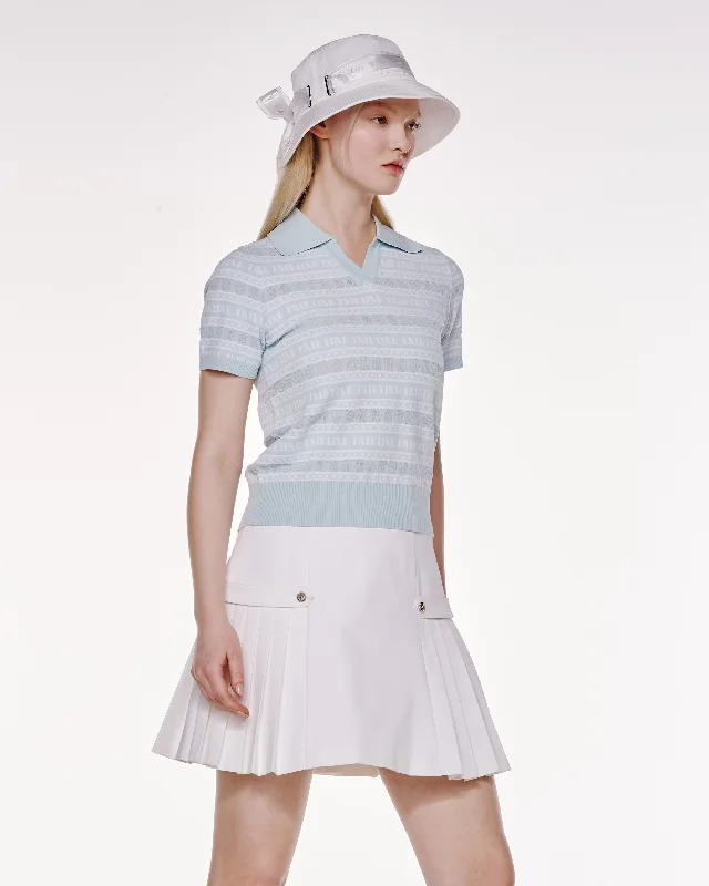 Jacquard short -sleeved knit - Mint