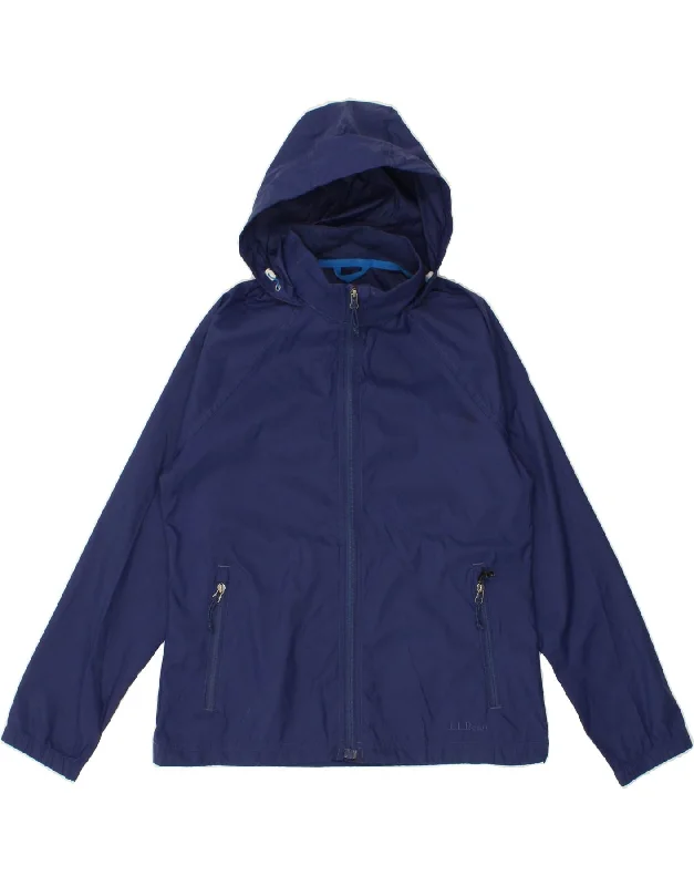 L.L.BEAN Womens Hooded Rain Jacket UK 6 XS Blue Nylon