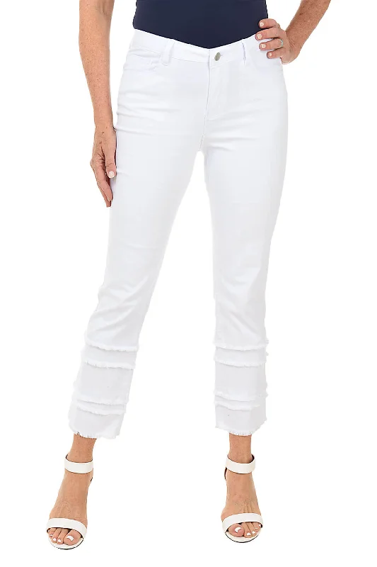 Frayed Tiered Denim Ankle Pant