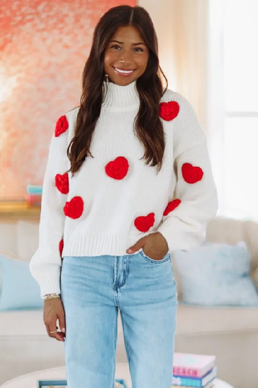 Big Hearts Sweater - White and Red