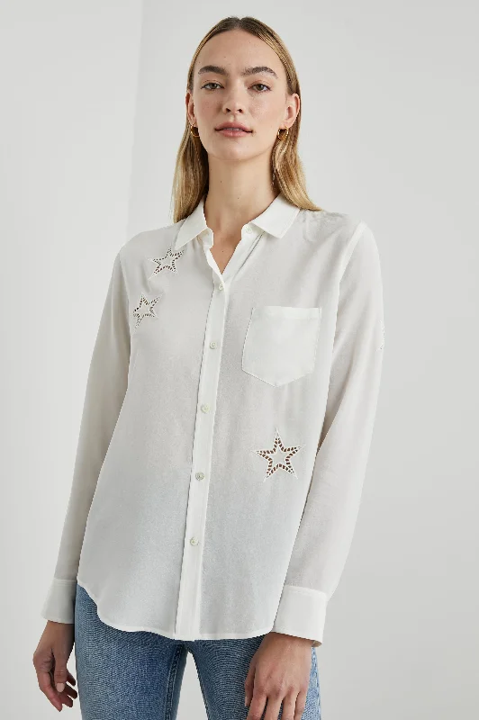 KATE SHIRT - IVORY EYELET STARS