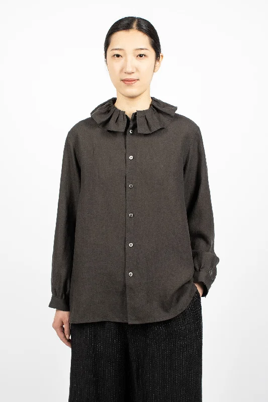 Ruffled Collar Shirt Dark Charcoal