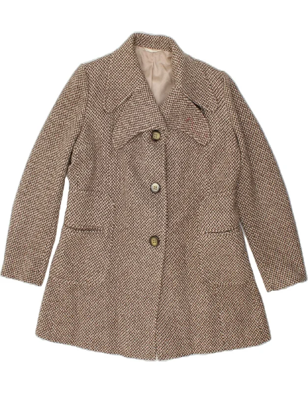 ETON Womens Overcoat IT 44 Medium Brown Check