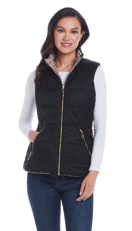 REVERSIBLE PLAID QUILTED VEST