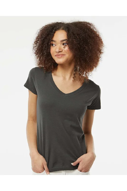 Tultex Womens Fine Jersey Short Sleeve V-Neck T-Shirt - Charcoal Grey