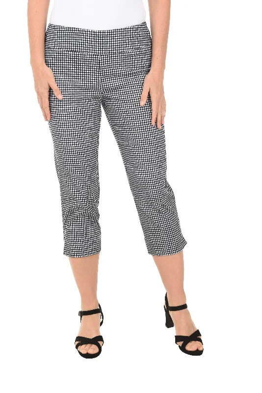 Petite Checkered Pull-On Crop Pant