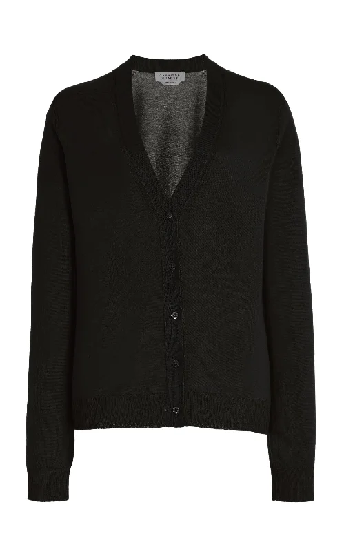 Tori Knit Cardigan in Black Cashmere Silk