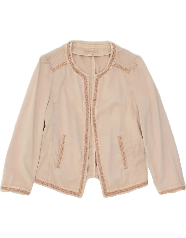 ESPRIT Womens Blazer Jacket UK 12 Medium  Beige Cotton