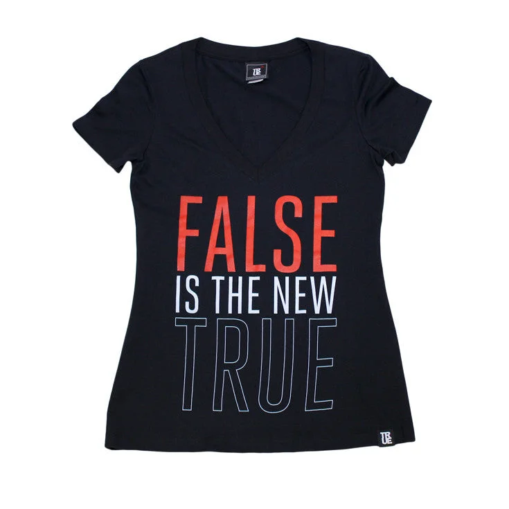 True Womens False is V-Neck T-Shirt Black