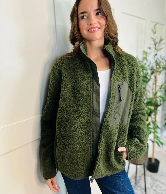 Khaki Unisex Sherpa Fleece