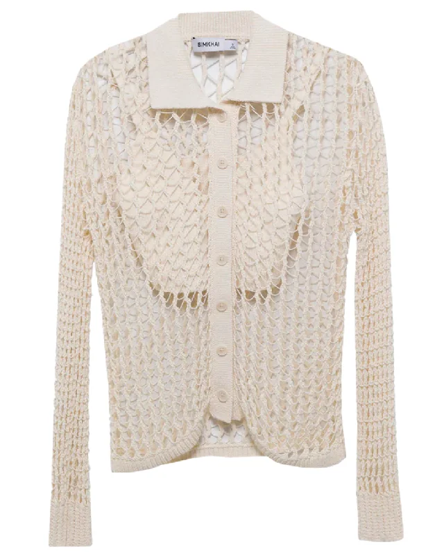 Ivory Luza Open Knit Cardigan