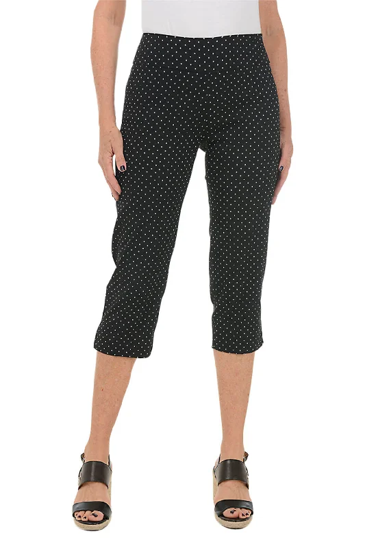 Petite Polka Dot Pull-On Capri Pant