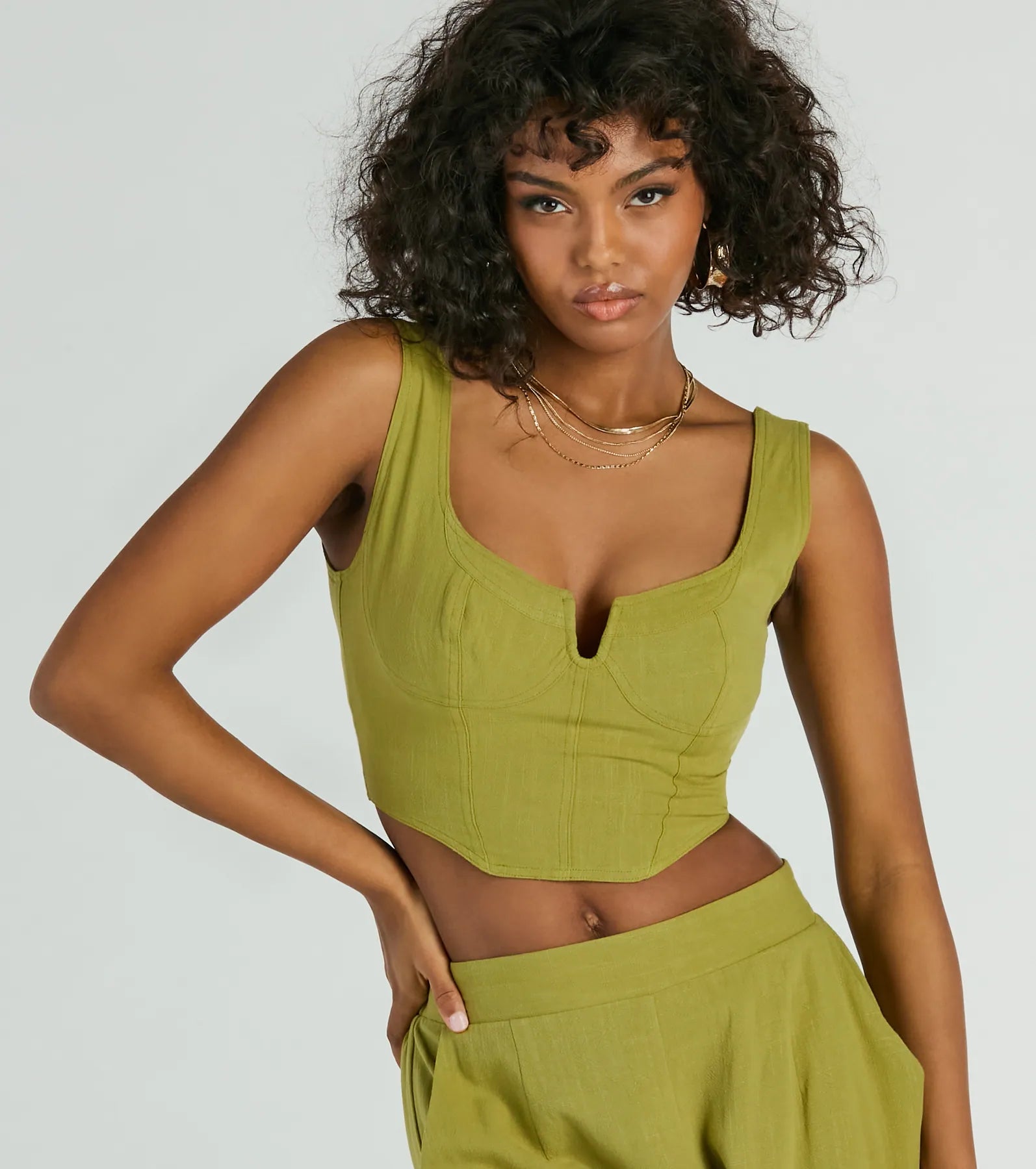 Keep It Light Sleeveless Linen Corset Top