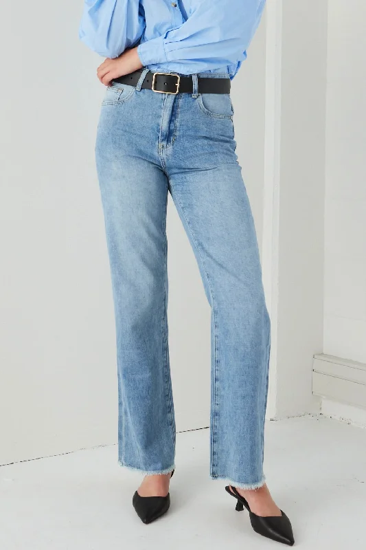 Juniper Mid Blue High Waist Wide Leg Jean