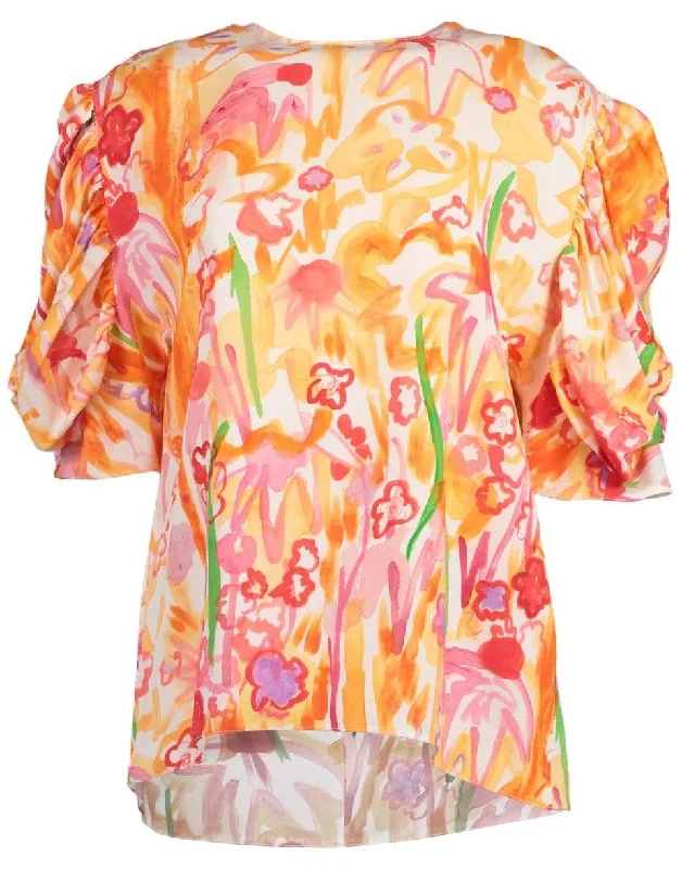 3/4 Sleeve Abstract Print Blouse