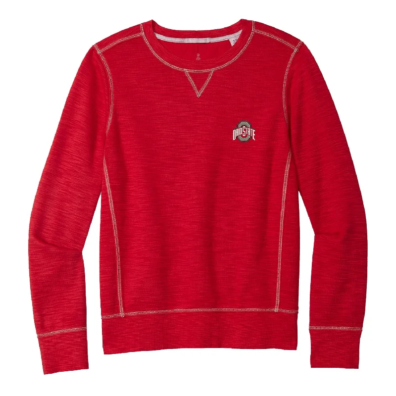 Ladies Ohio State Buckeyes Sport Tobago Bay Scarlet Crewneck Sweatshirt